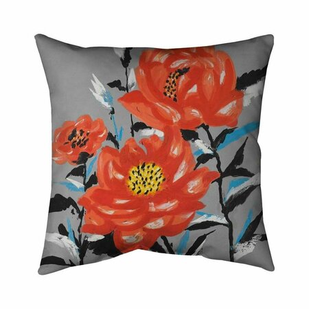 BEGIN HOME DECOR 20 x 20 in. Three Pink Flowers-Double Sided Print Indoor Pillow 5541-2020-FL215